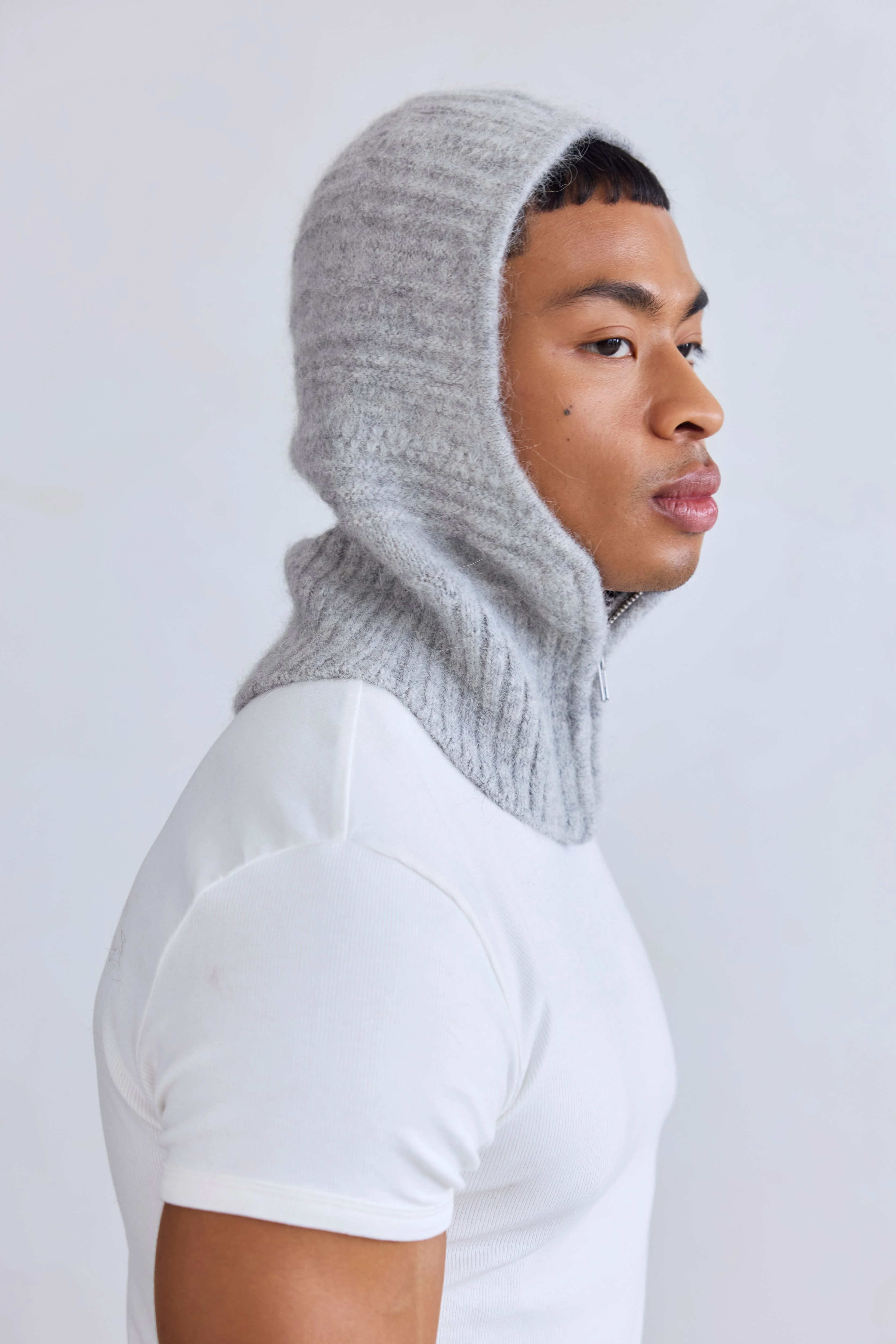 The Alpaca Zip Balaclava - Blizzard Grey - Image 8