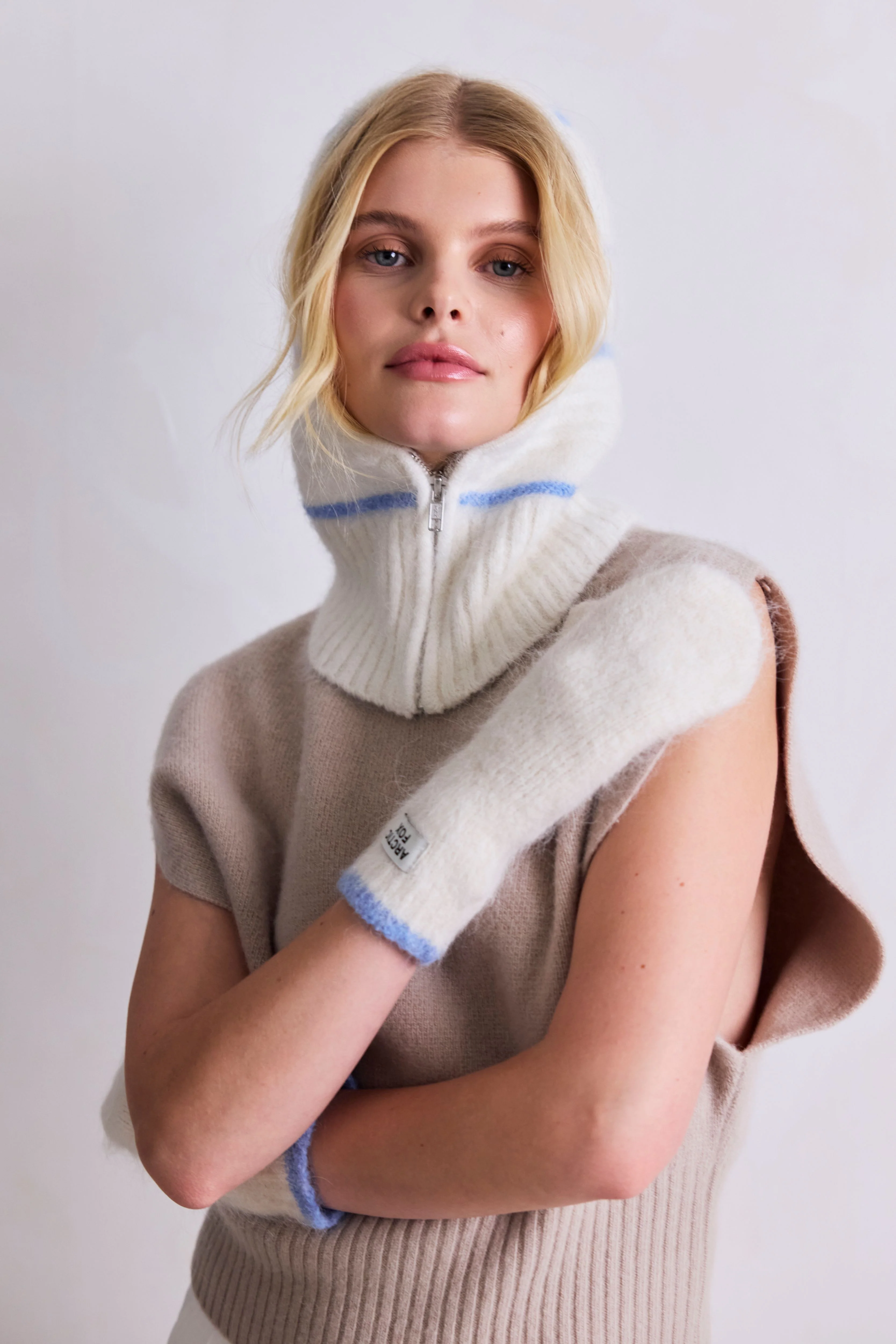 The Alpaca Zip Balaclava - White - Image 4
