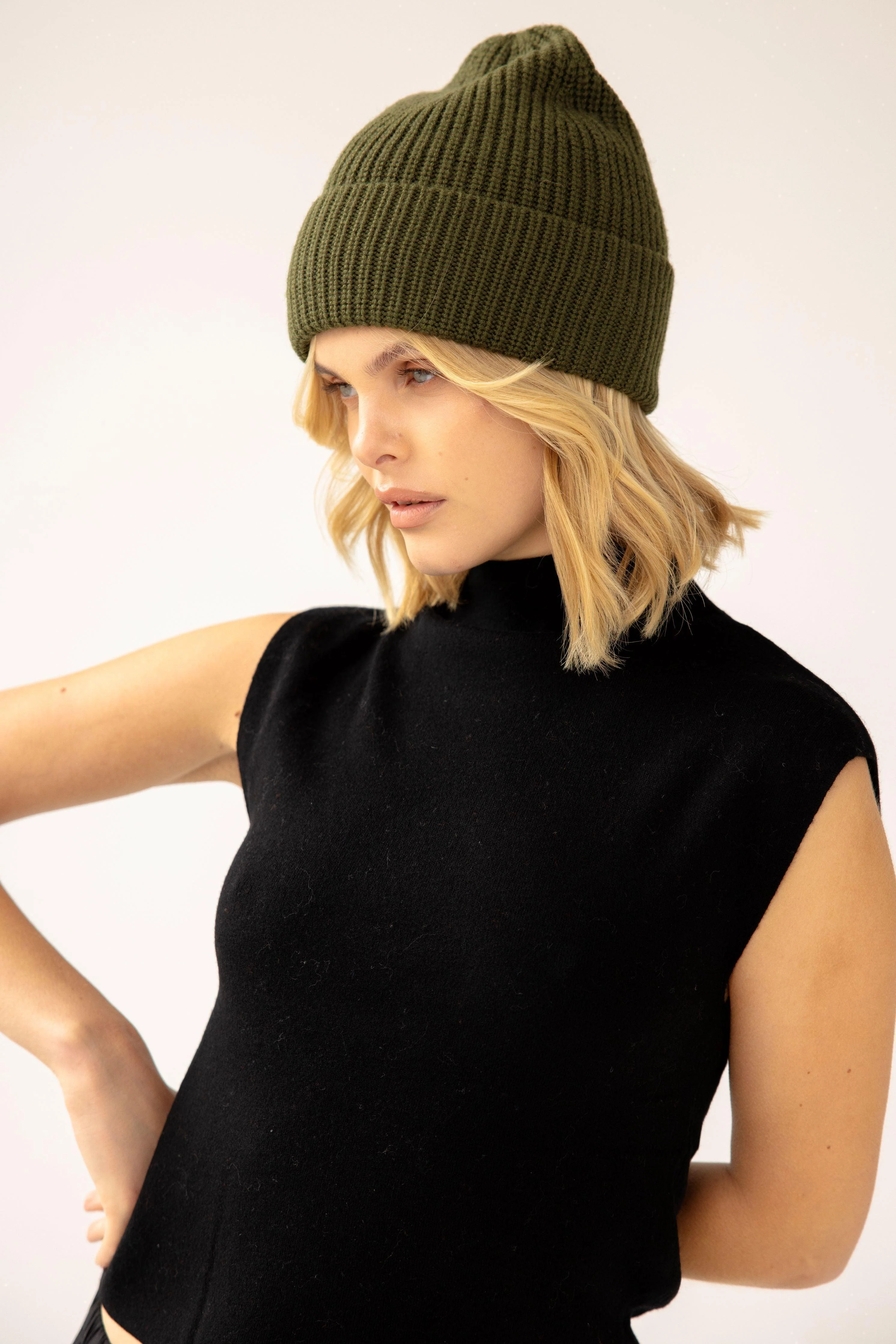The Merino Wool Beanie - Khaki Evergreen - Image 3