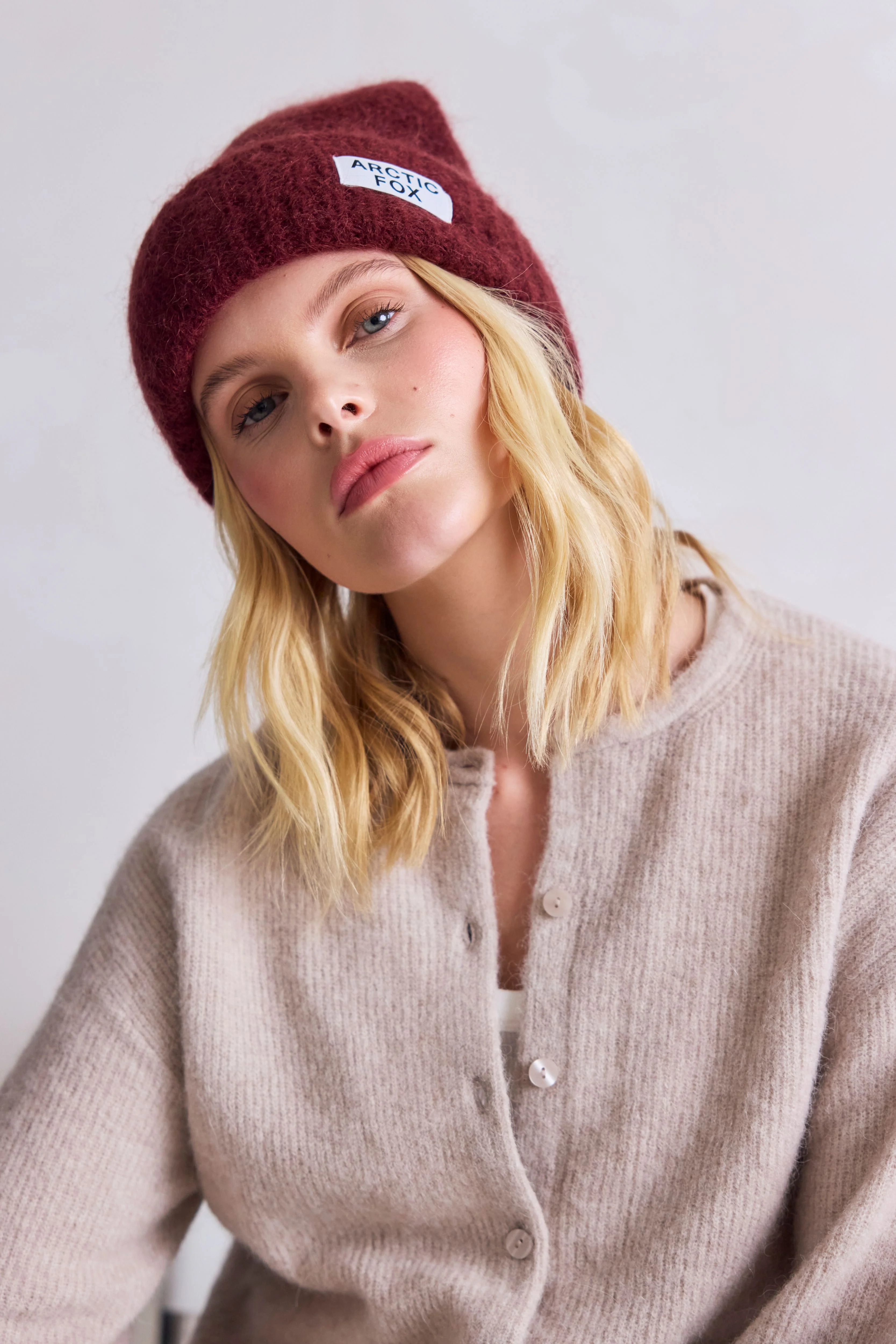 The Mohair Beanie - Cherry Burgundy - Image 5