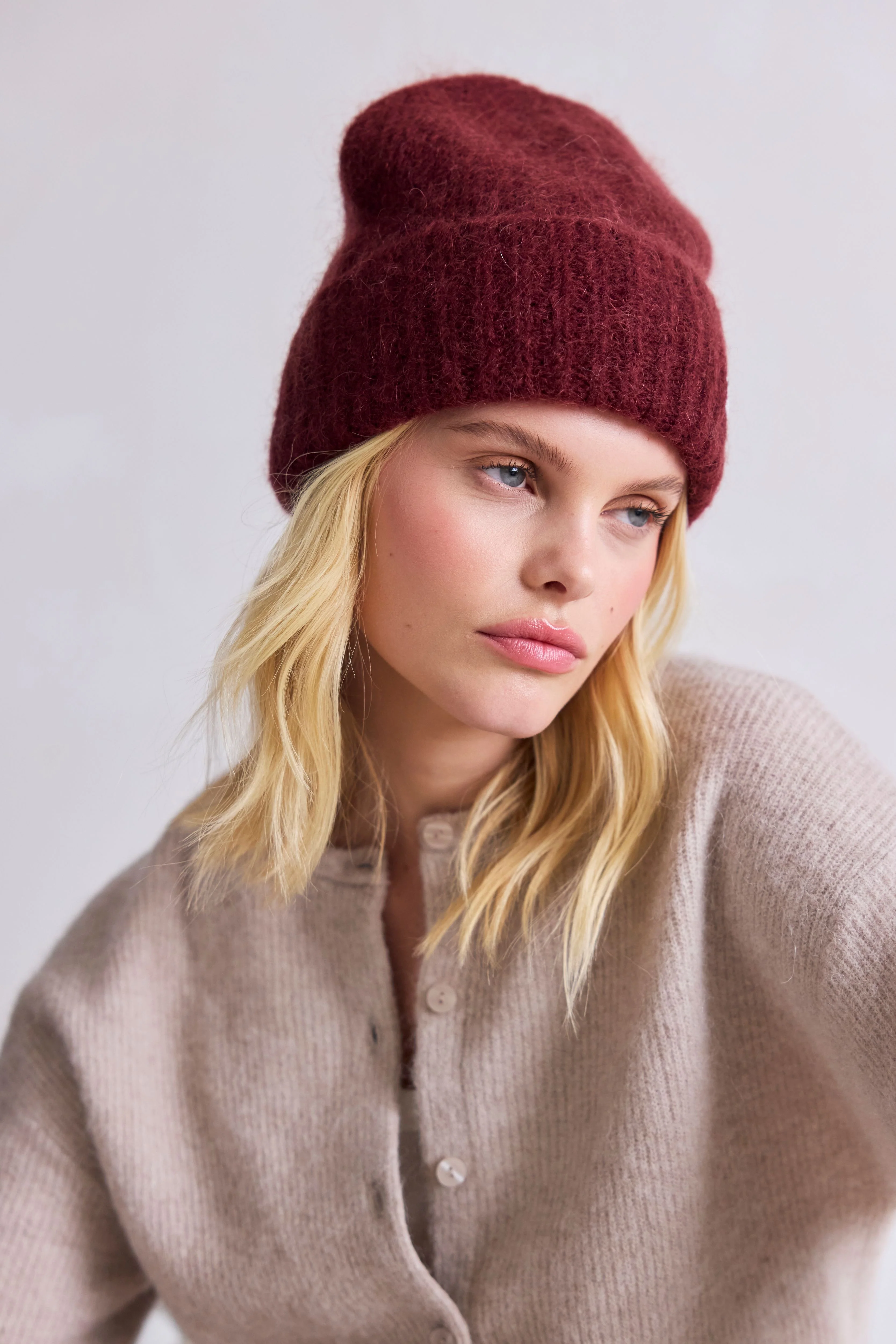 The Mohair Beanie - Cherry Burgundy - Image 6