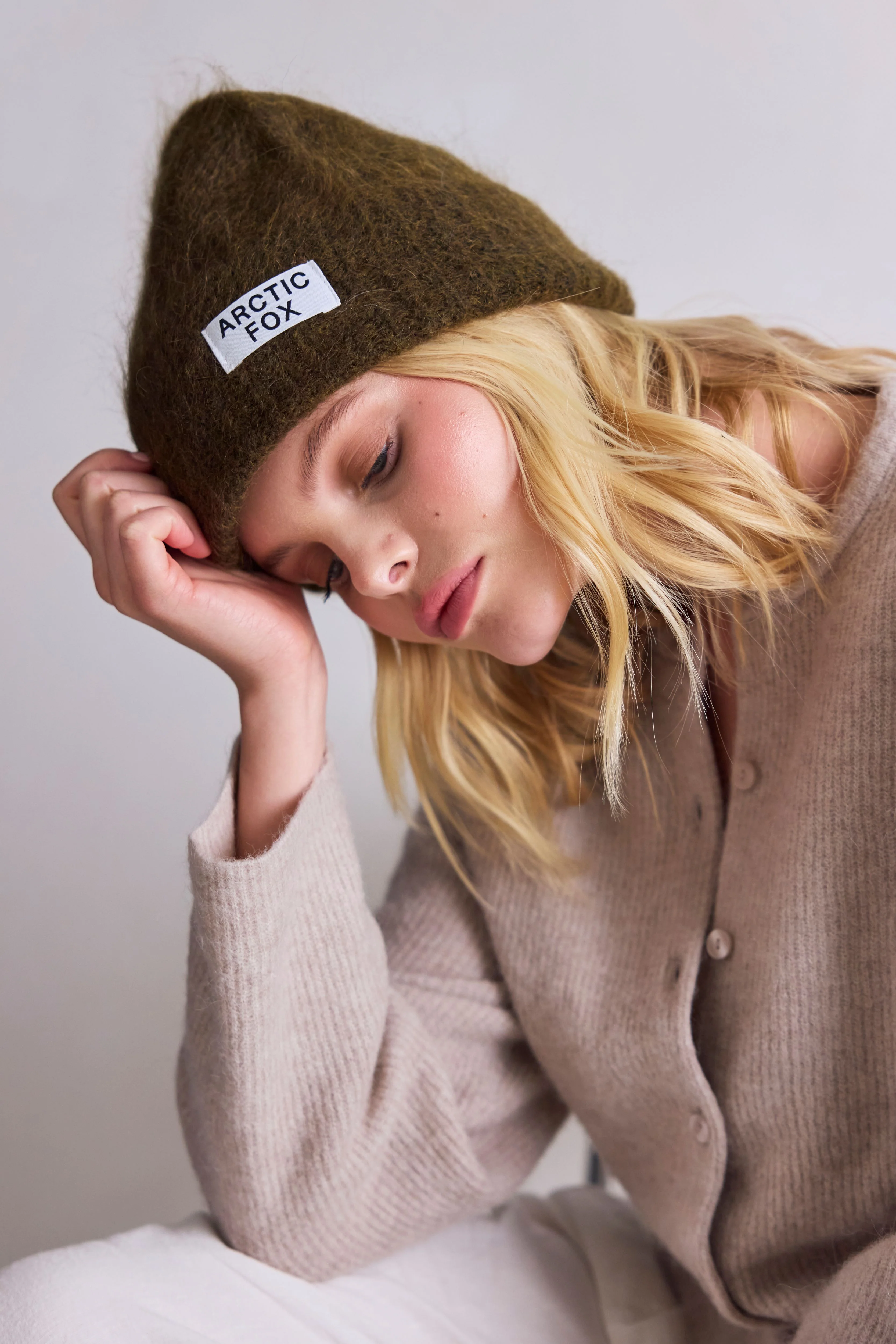 The Mohair Beanie - Khaki Green - Image 6