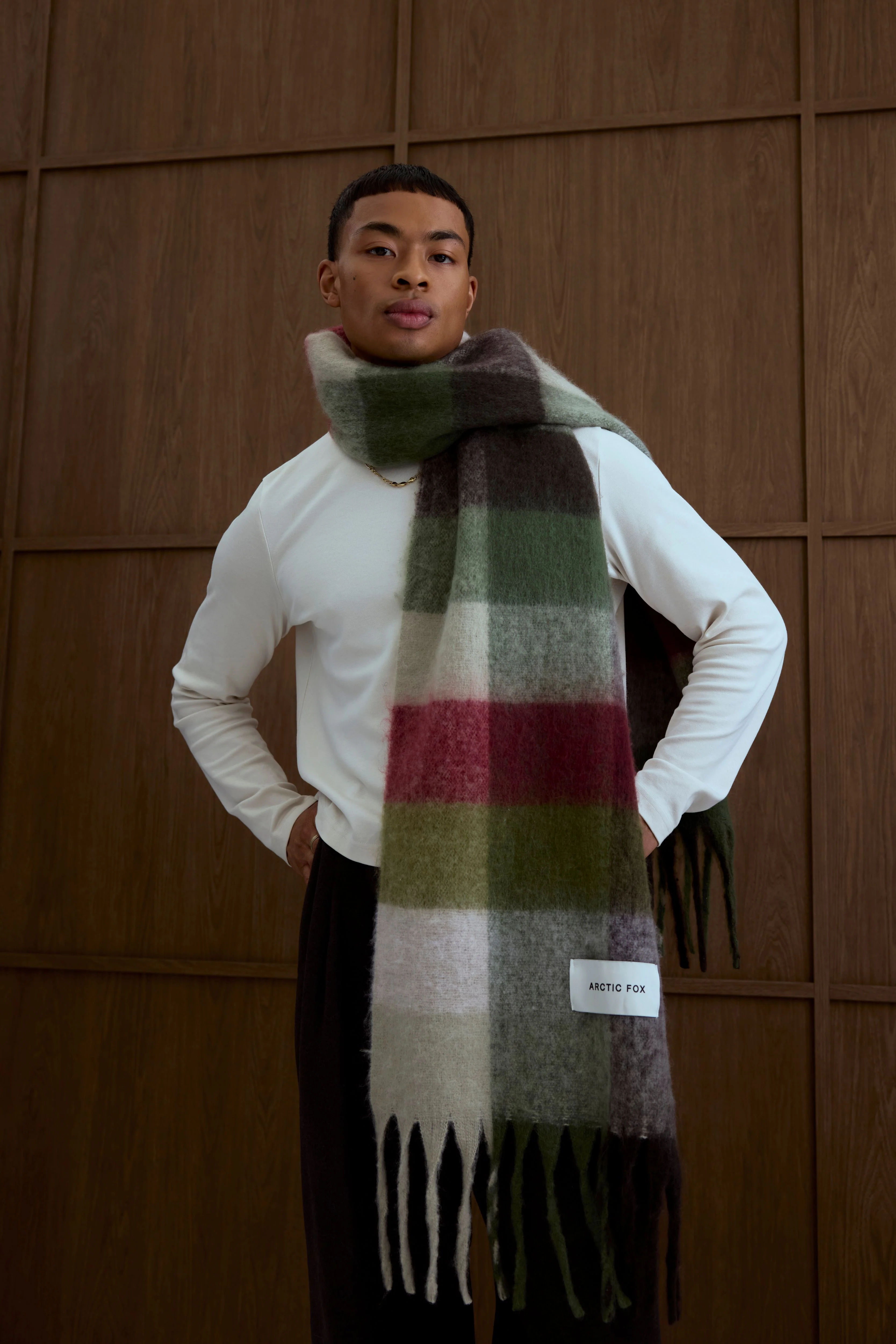 The Reykjavik Check Scarf - Frosted Bramble - Image 10
