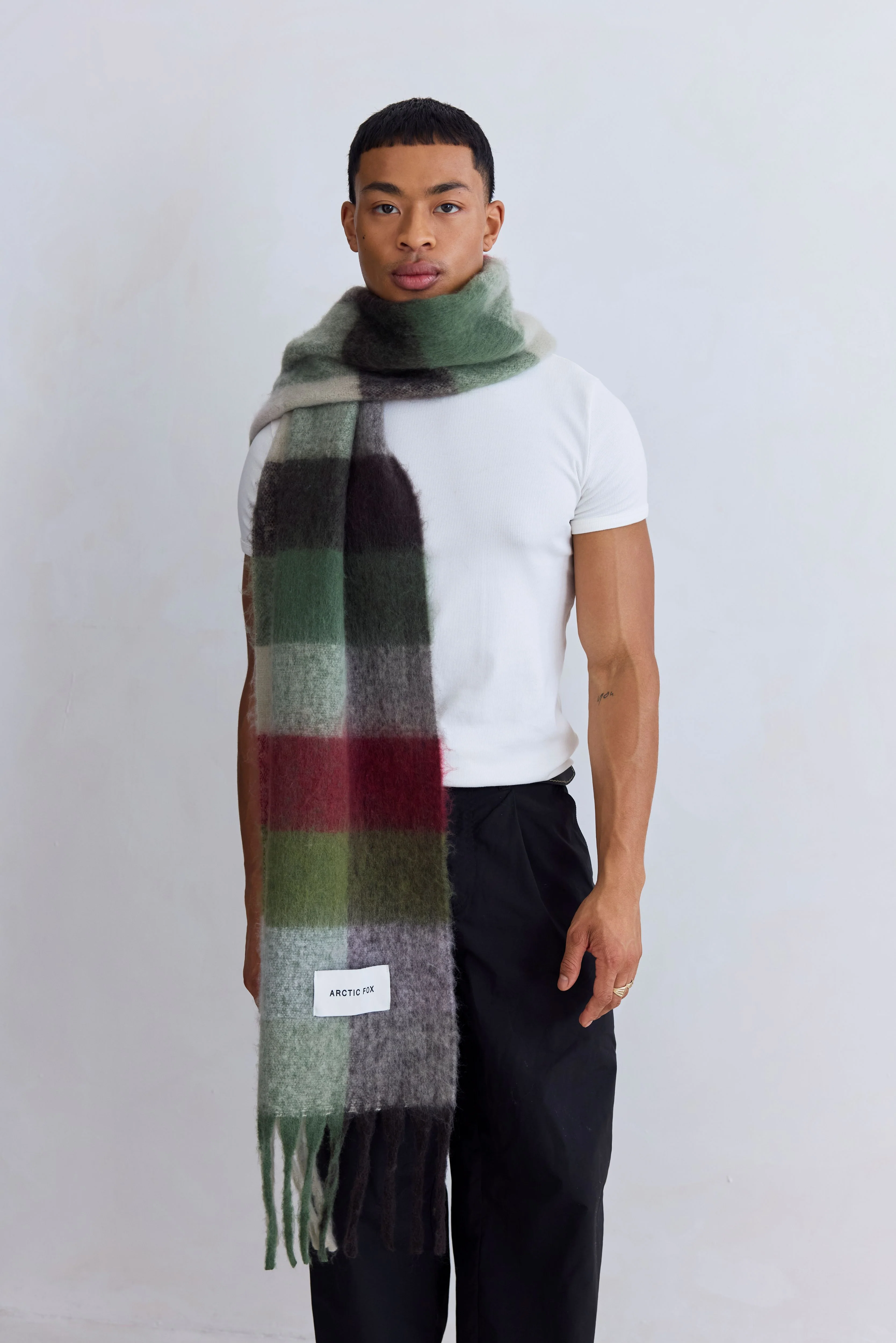 The Reykjavik Check Scarf - Frosted Bramble - Image 11