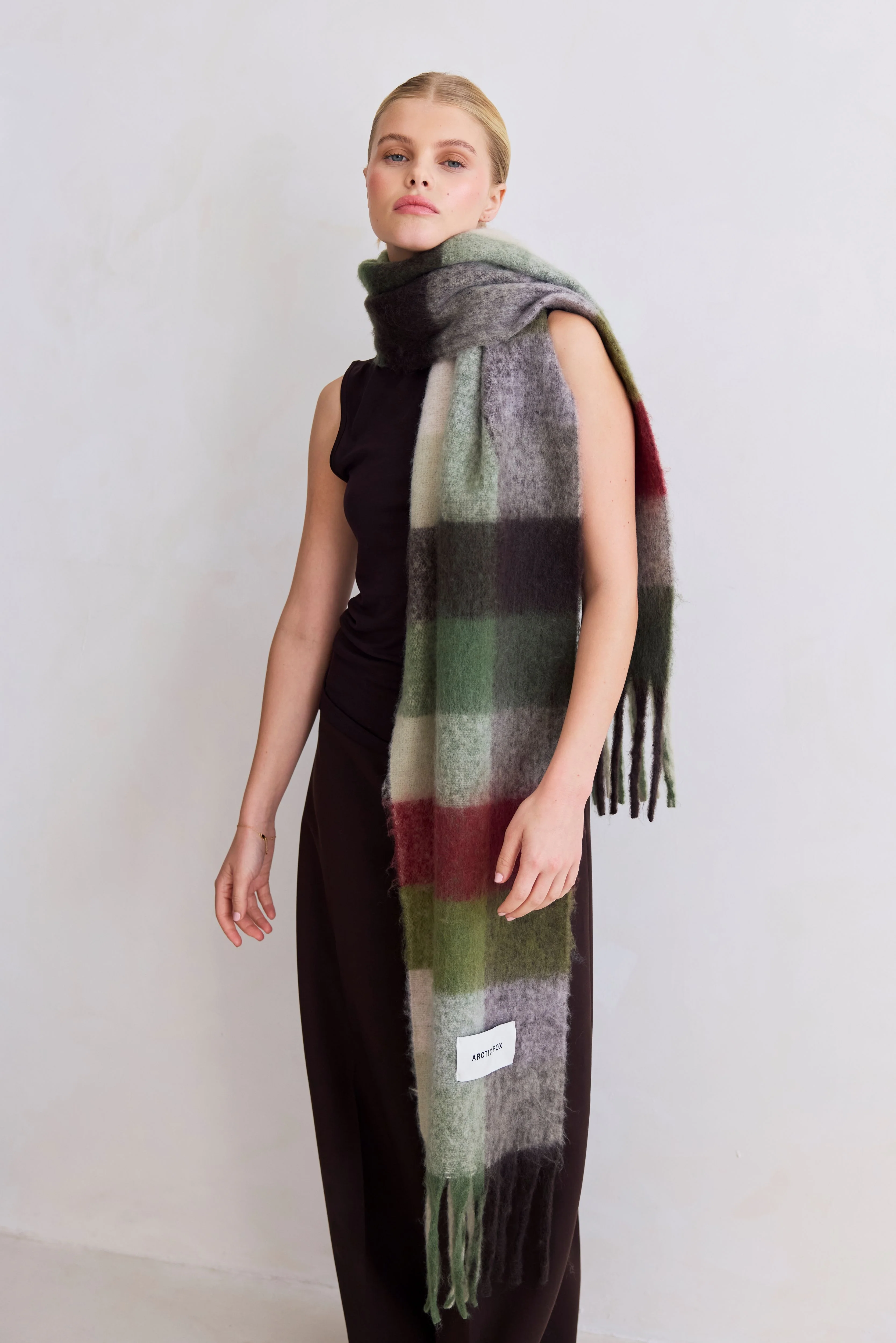 The Reykjavik Check Scarf - Frosted Bramble - Image 2