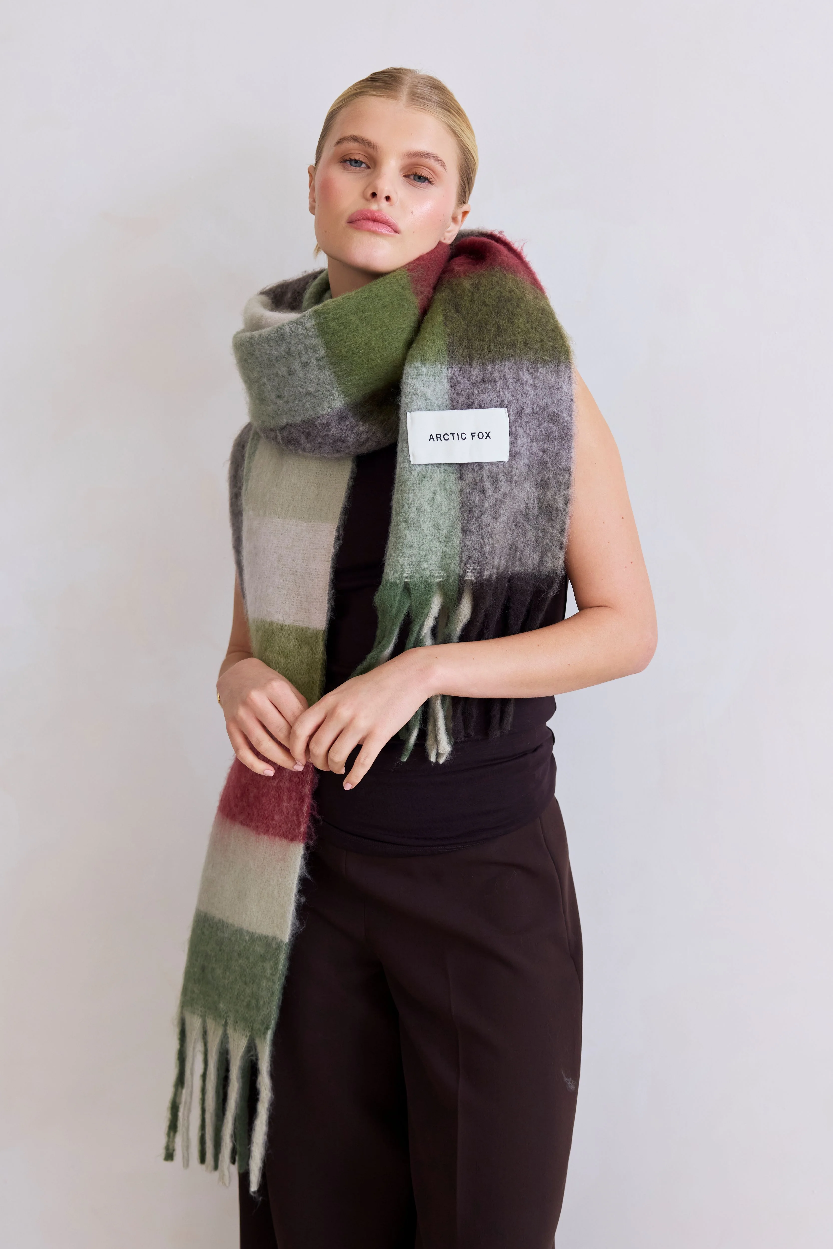 The Reykjavik Check Scarf - Frosted Bramble - Image 3