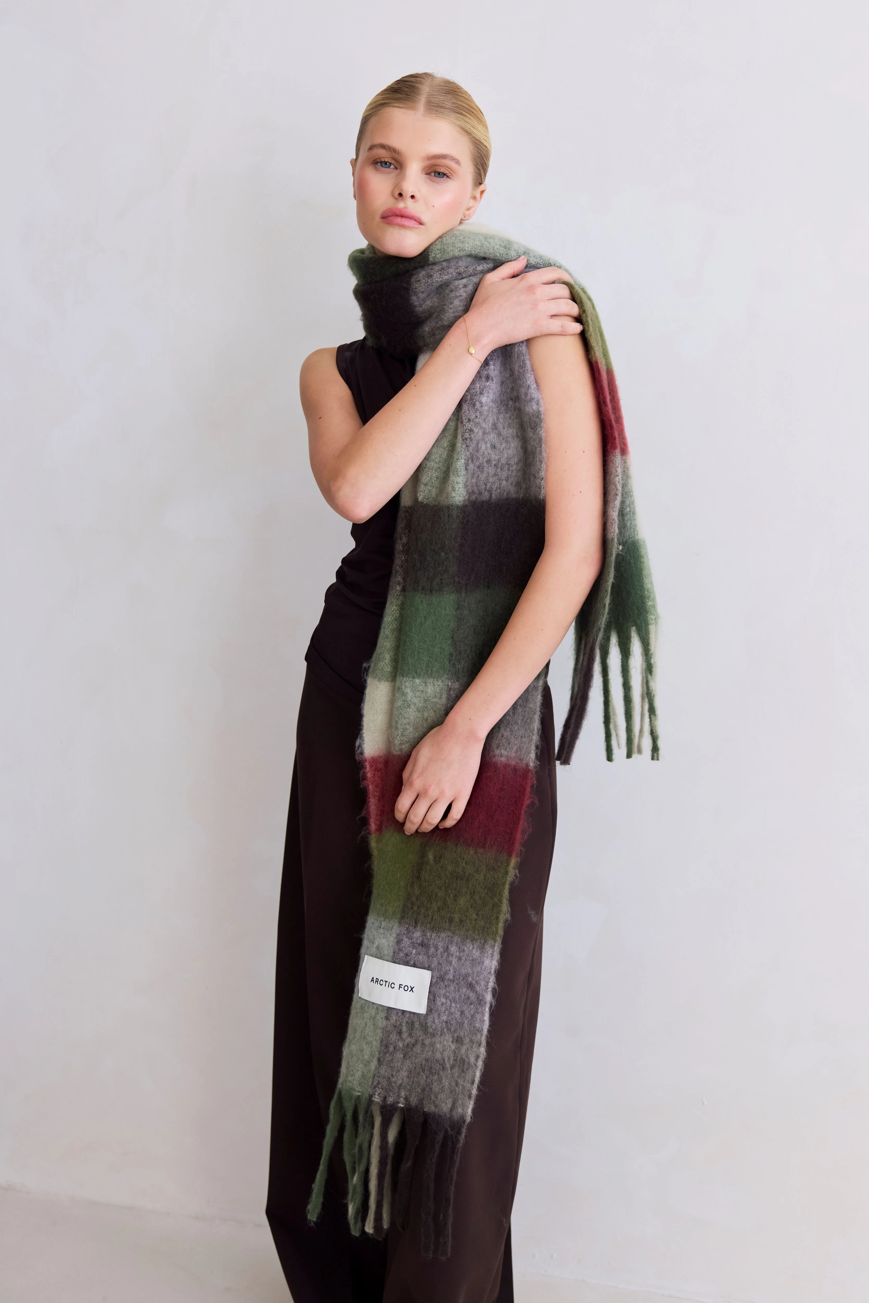 The Reykjavik Check Scarf - Frosted Bramble - Image 5
