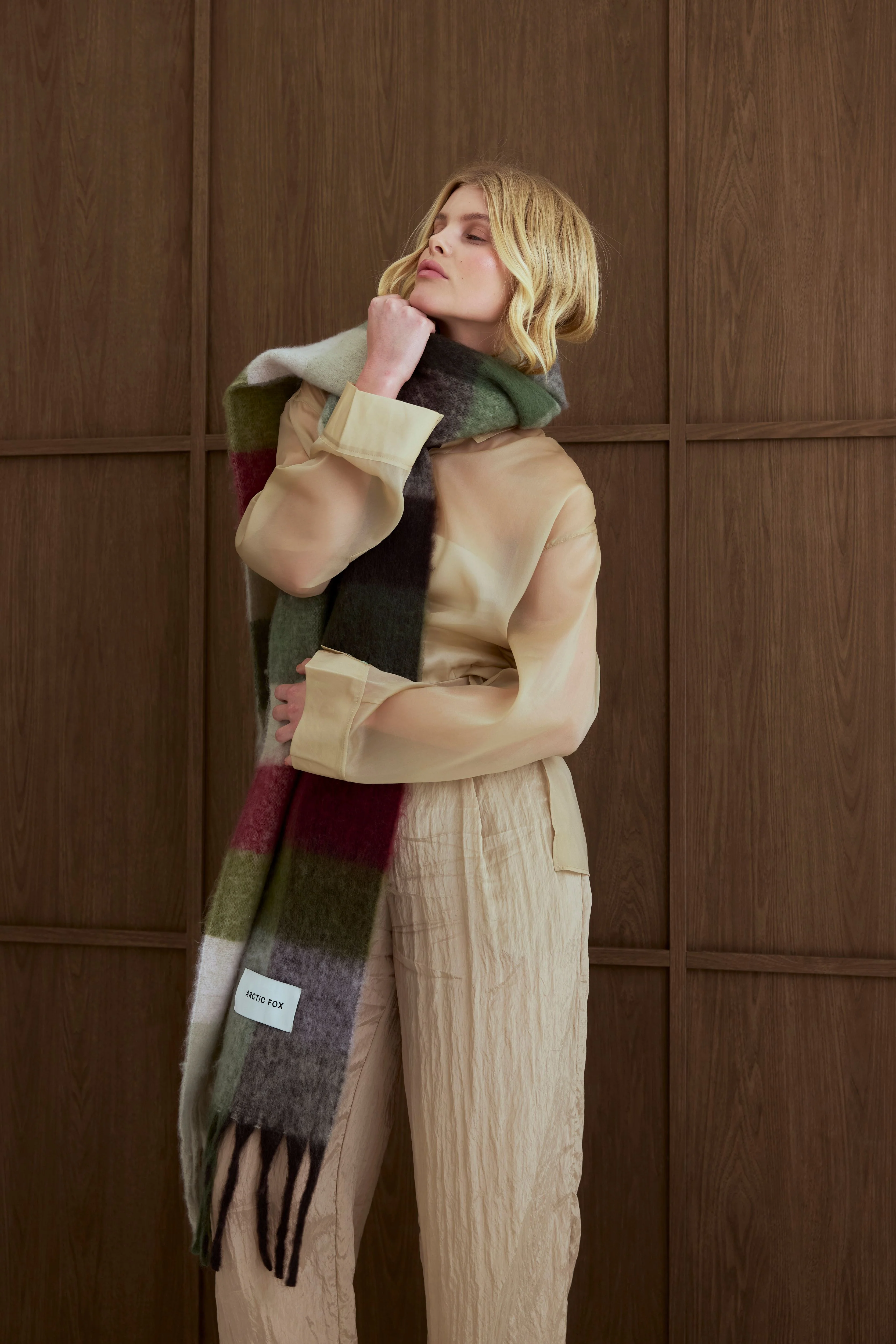 The Reykjavik Check Scarf - Frosted Bramble - Image 6