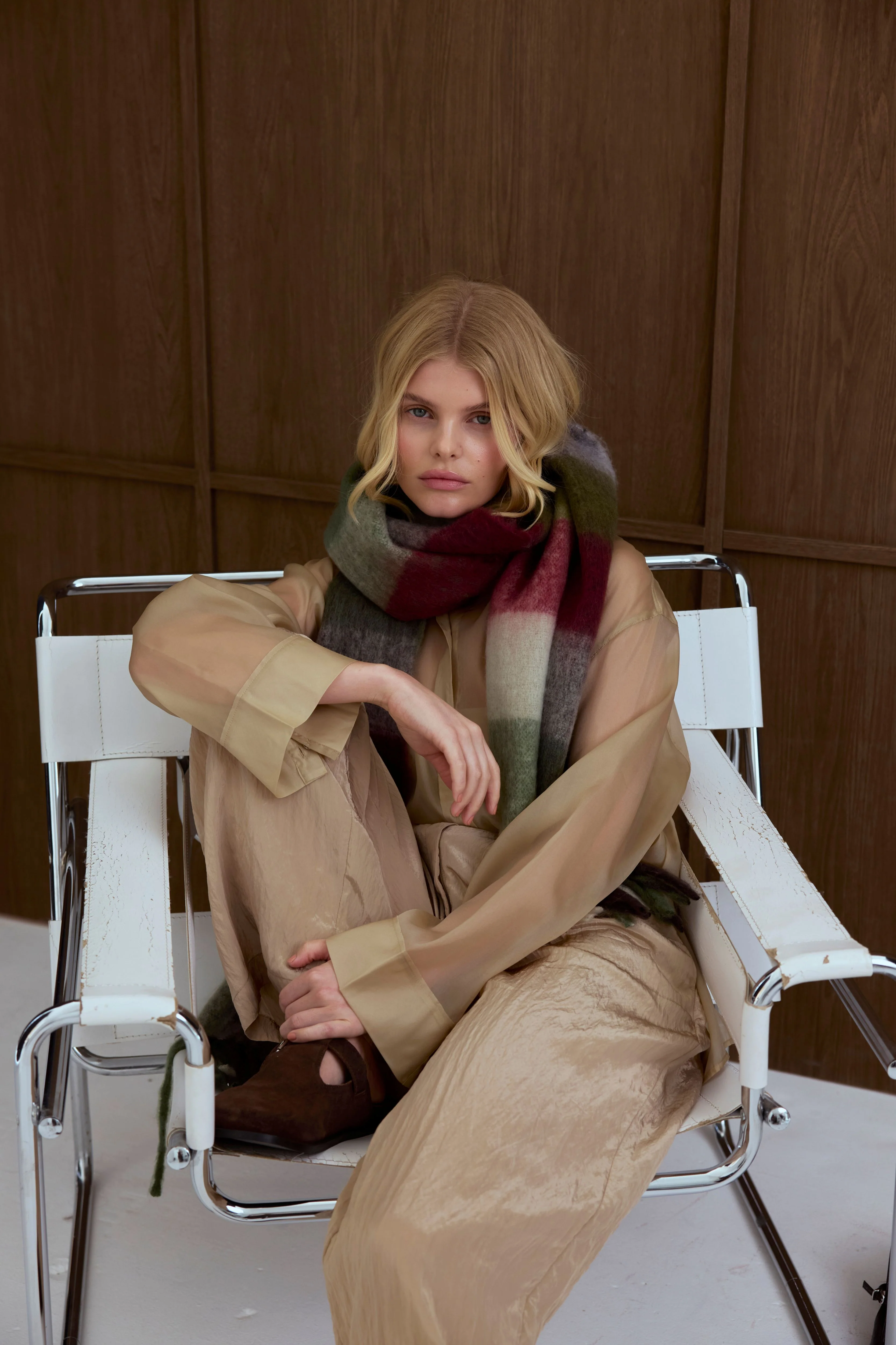 The Reykjavik Check Scarf - Frosted Bramble - Image 7