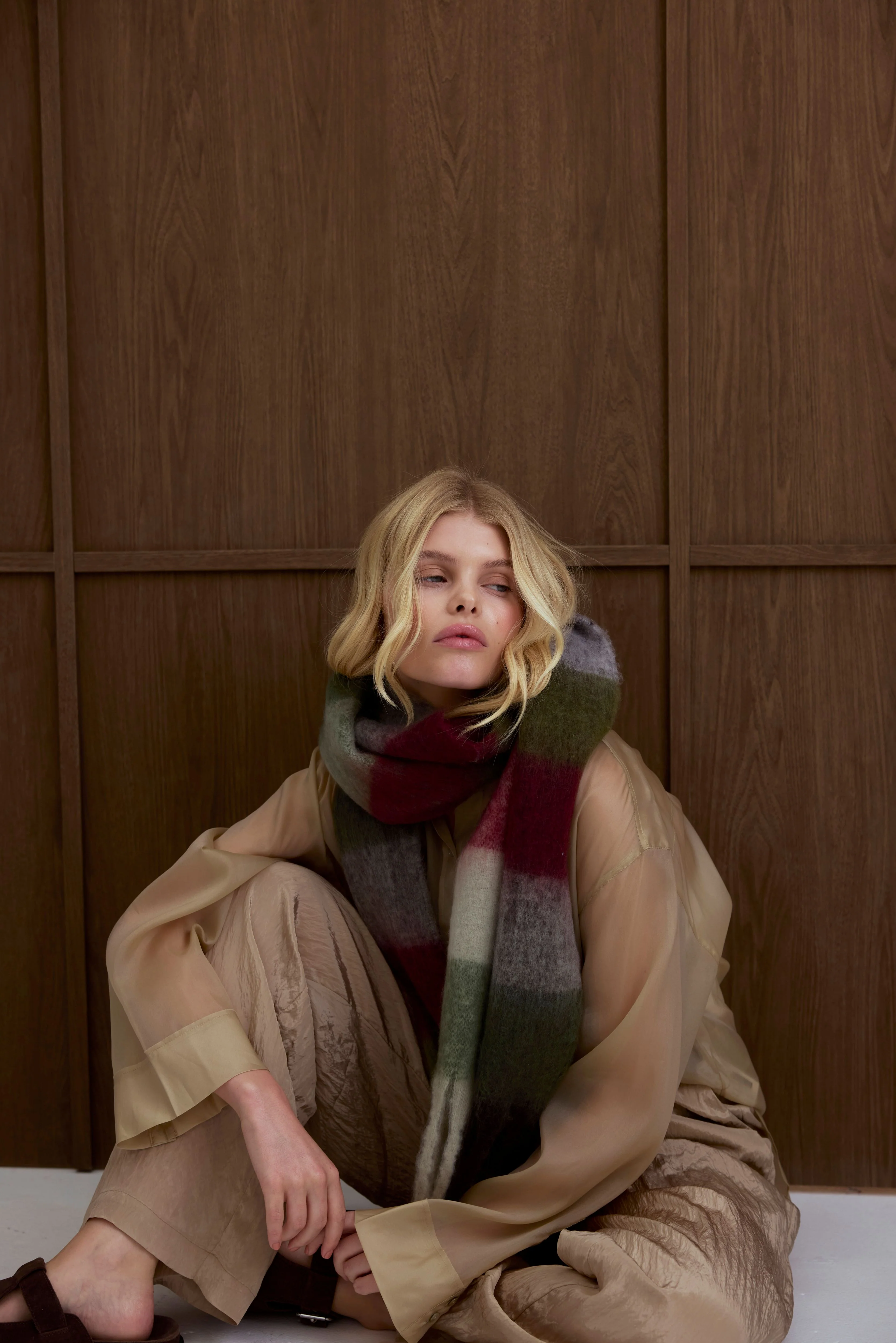 The Reykjavik Check Scarf - Frosted Bramble - Image 8