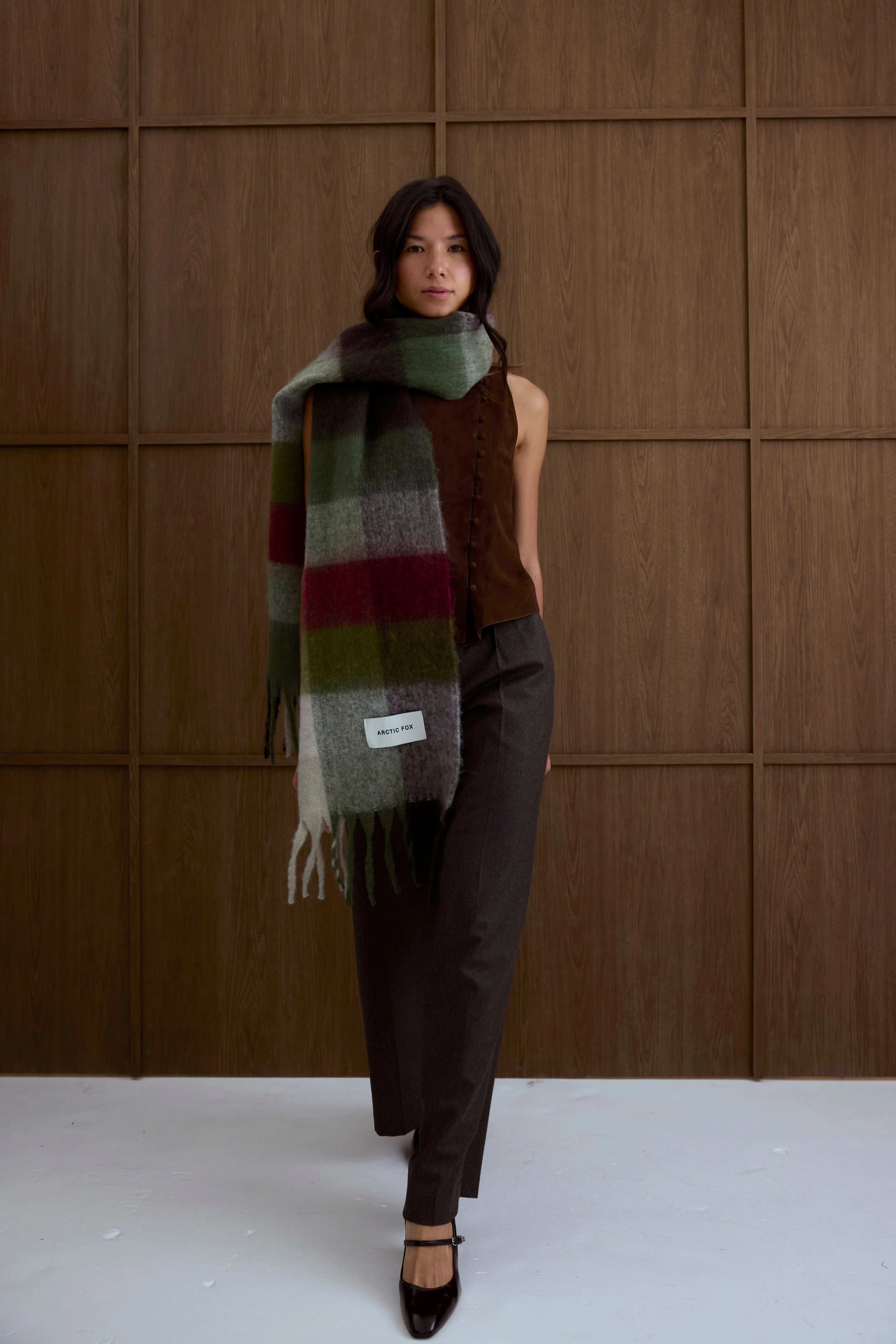 The Reykjavik Check Scarf - Frosted Bramble - Image 9