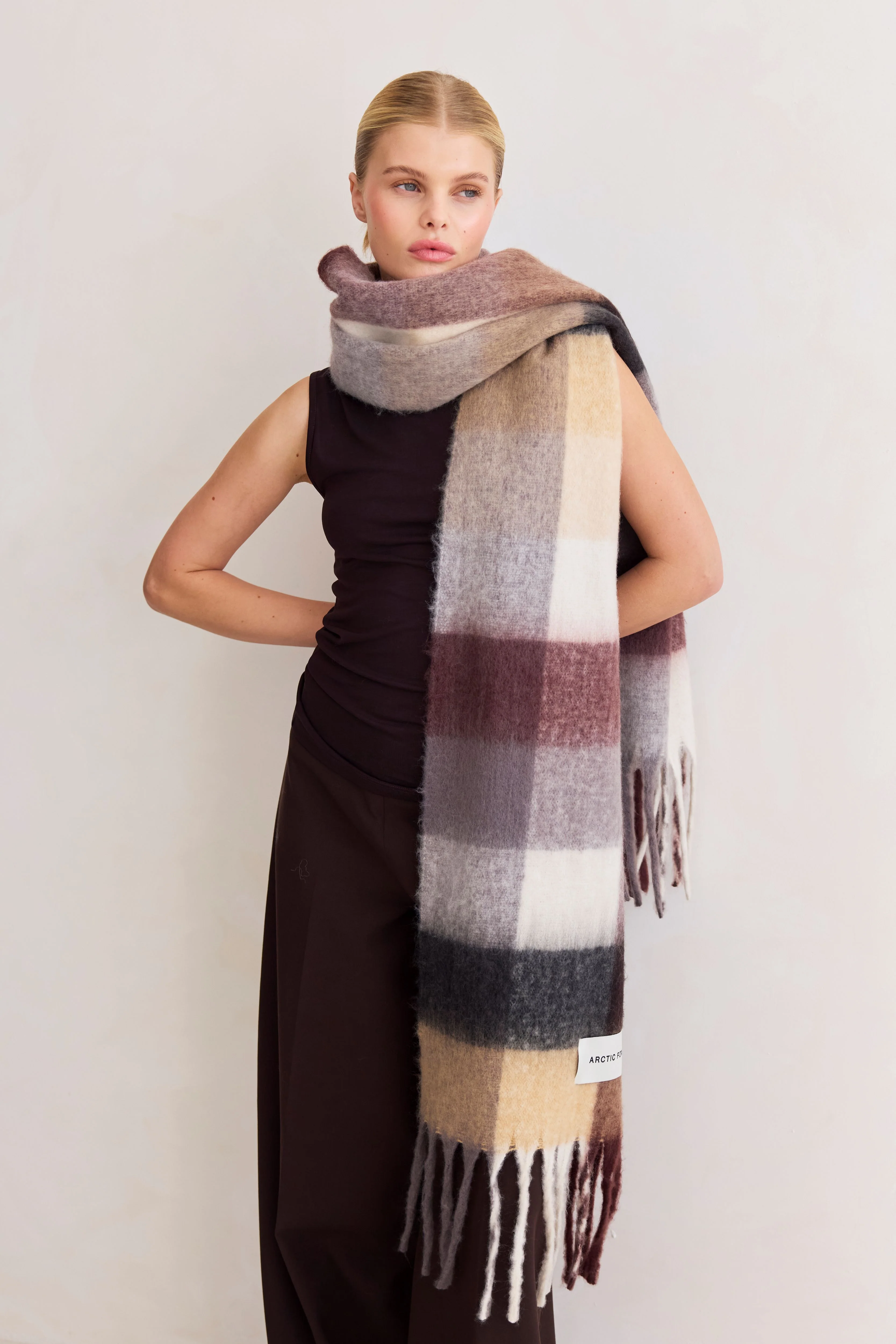 The Reykjavik Check Scarf - Dark Berry - Image 3
