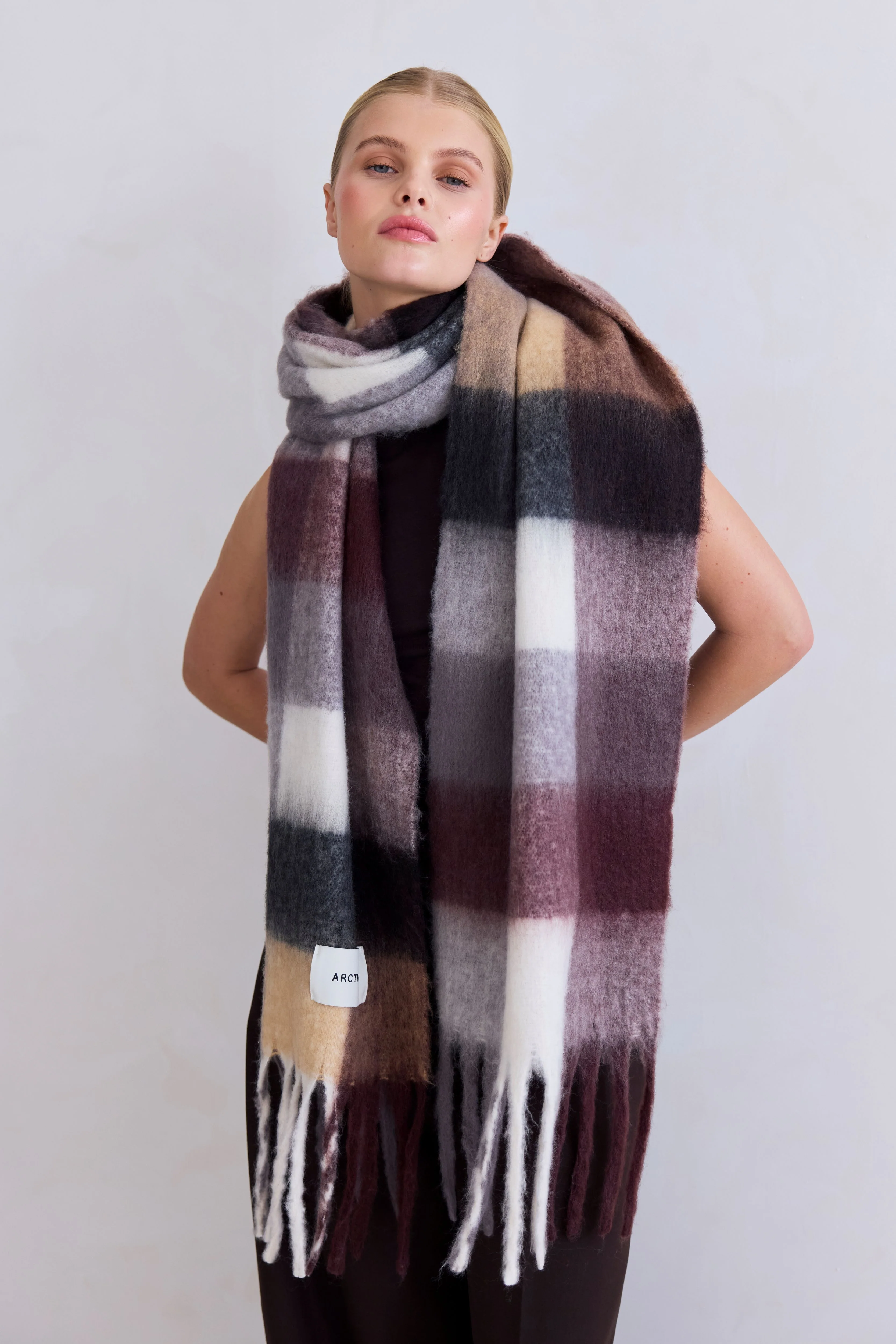 The Reykjavik Check Scarf - Dark Berry - Image 5