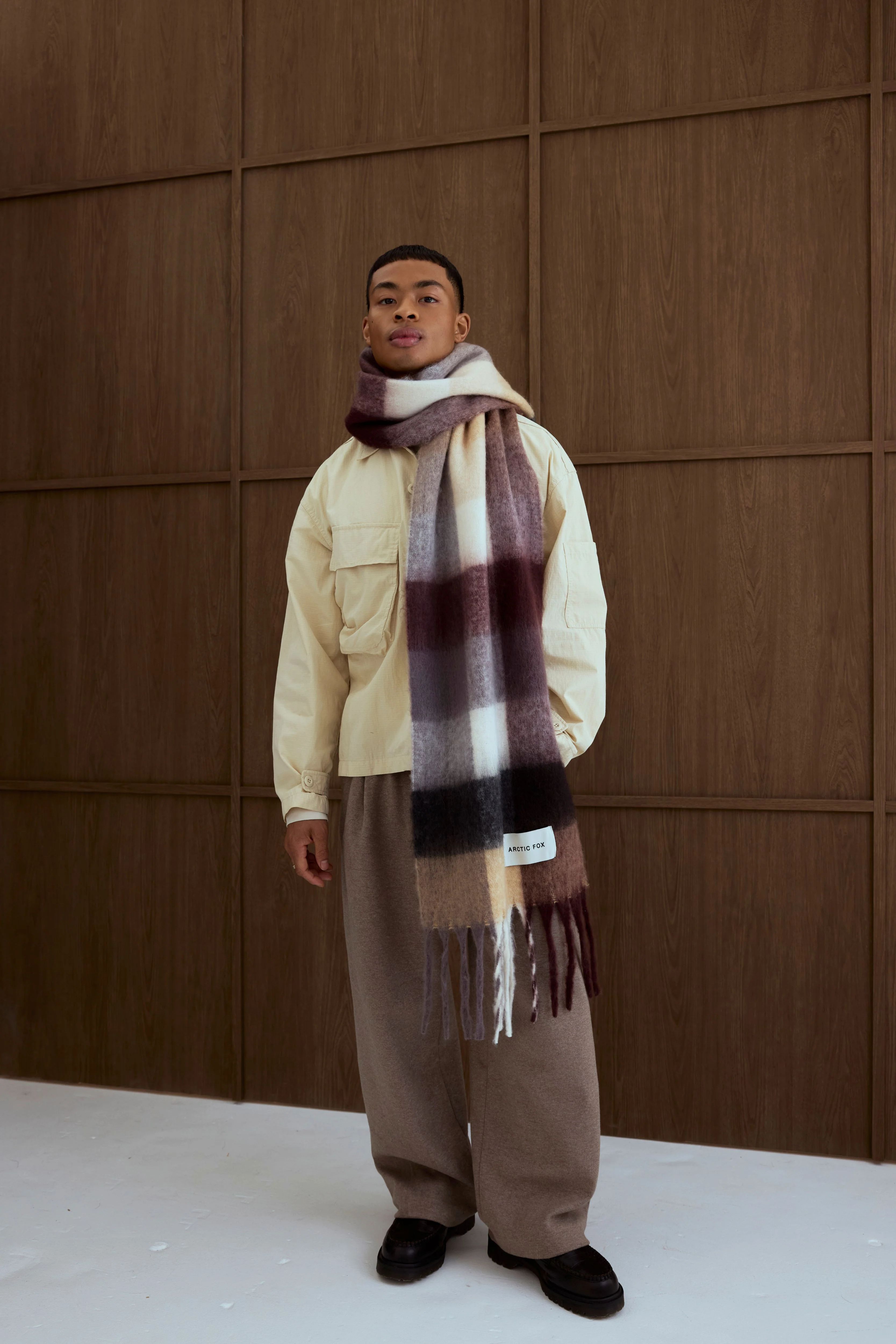 The Reykjavik Check Scarf - Dark Berry - Image 6
