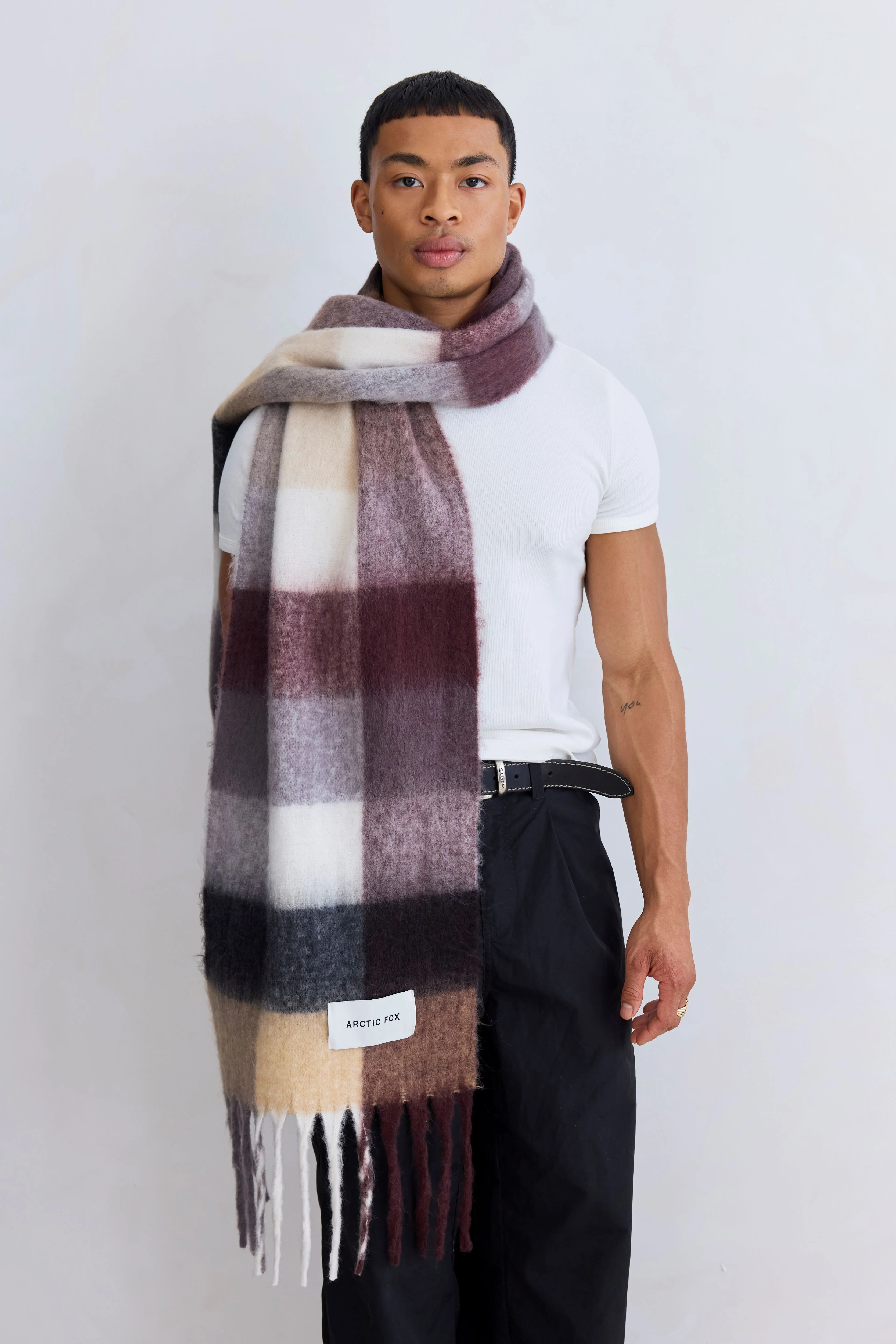 The Reykjavik Check Scarf - Dark Berry - Image 7