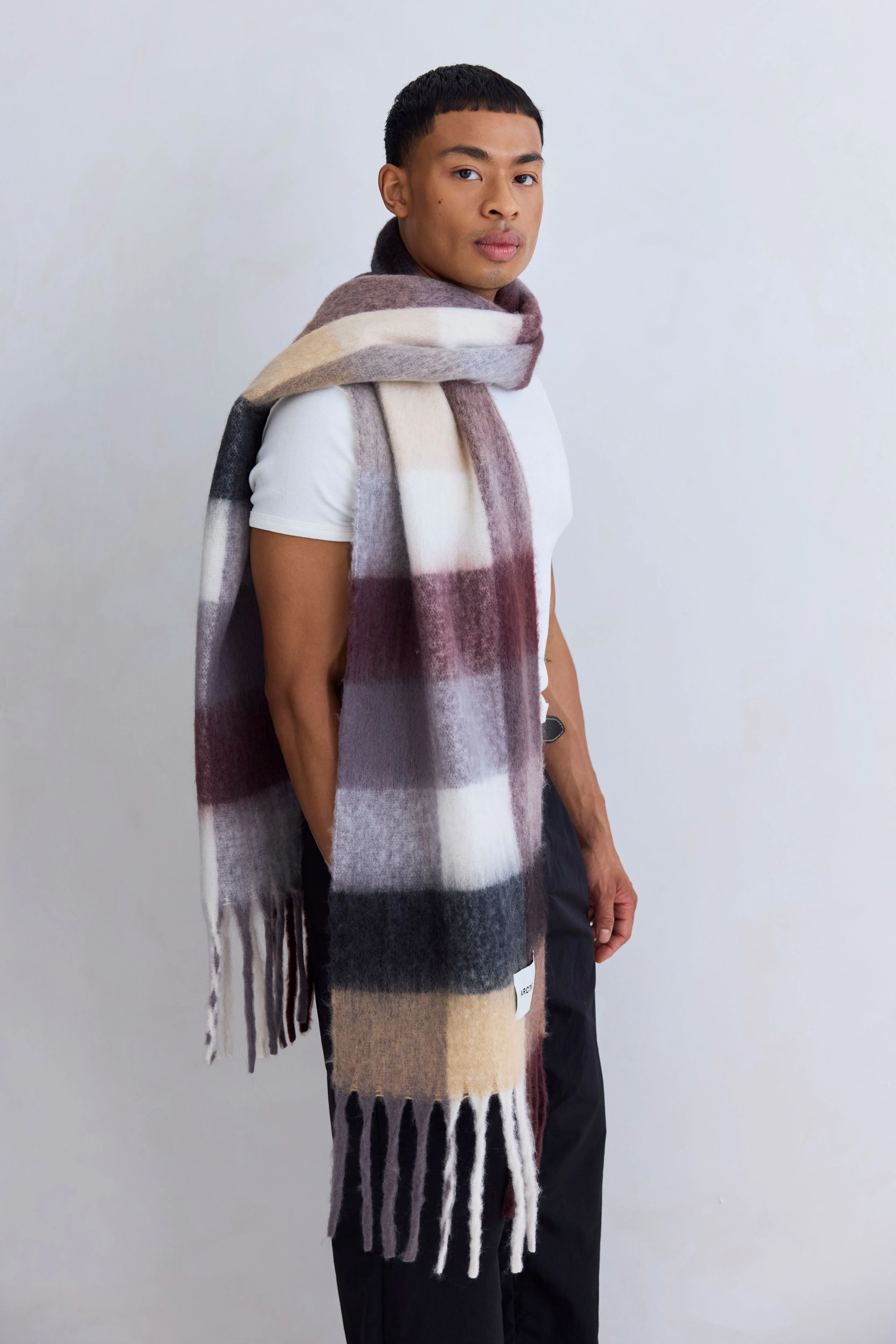 The Reykjavik Check Scarf - Dark Berry - Image 8