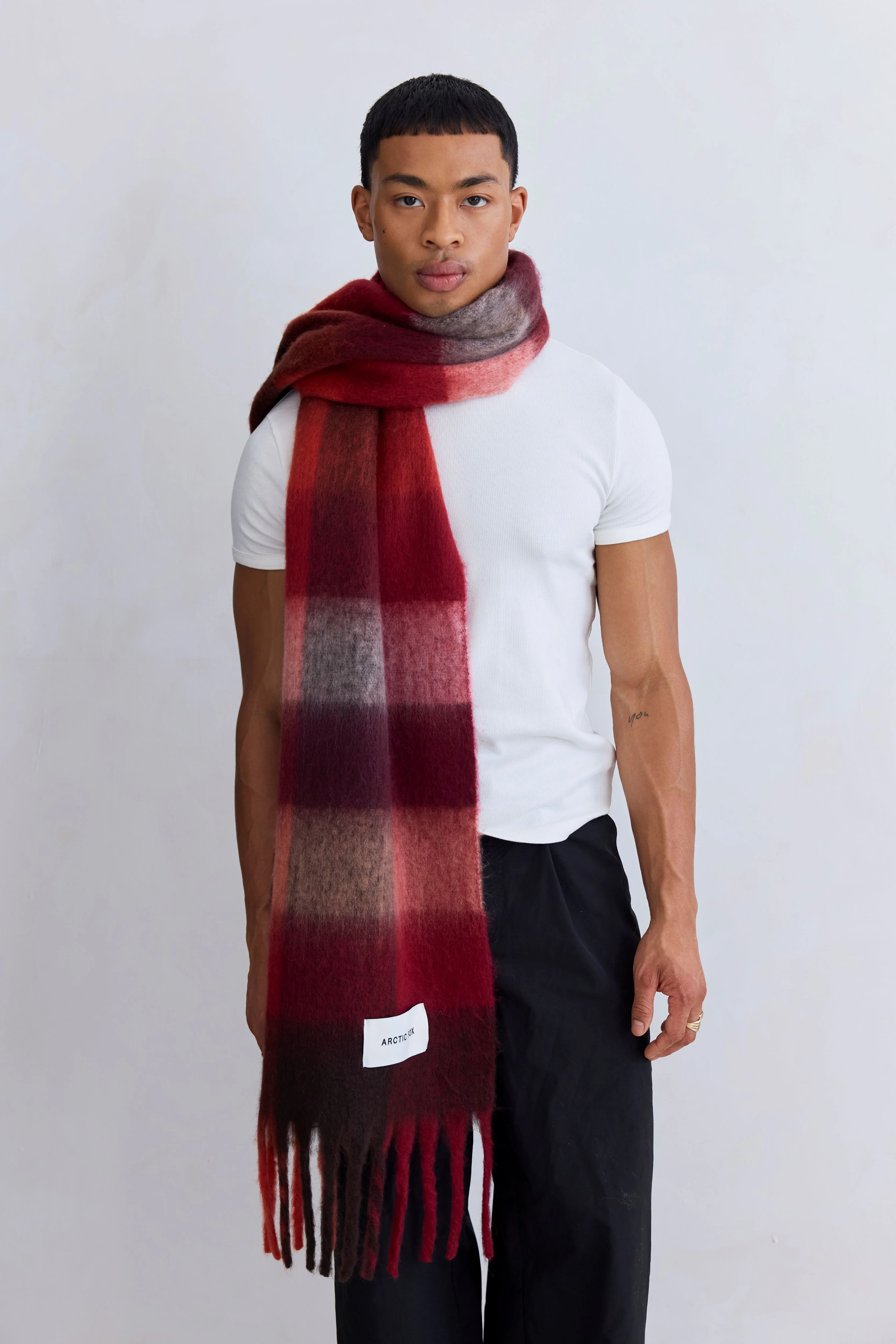 The Reykjavik Check Scarf - Winterberry Burgundy - Image 11