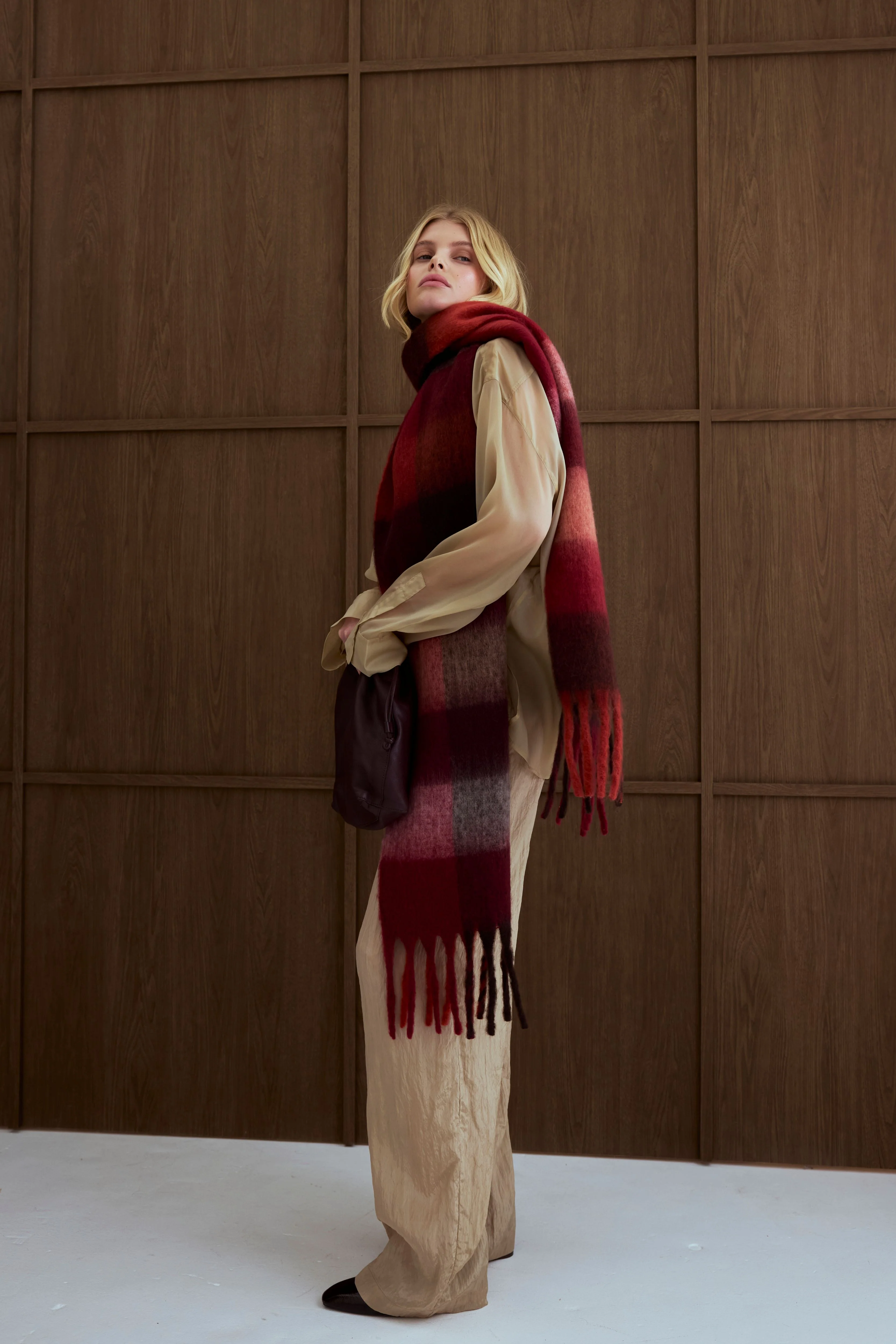 The Reykjavik Check Scarf - Winterberry Burgundy - Image 8