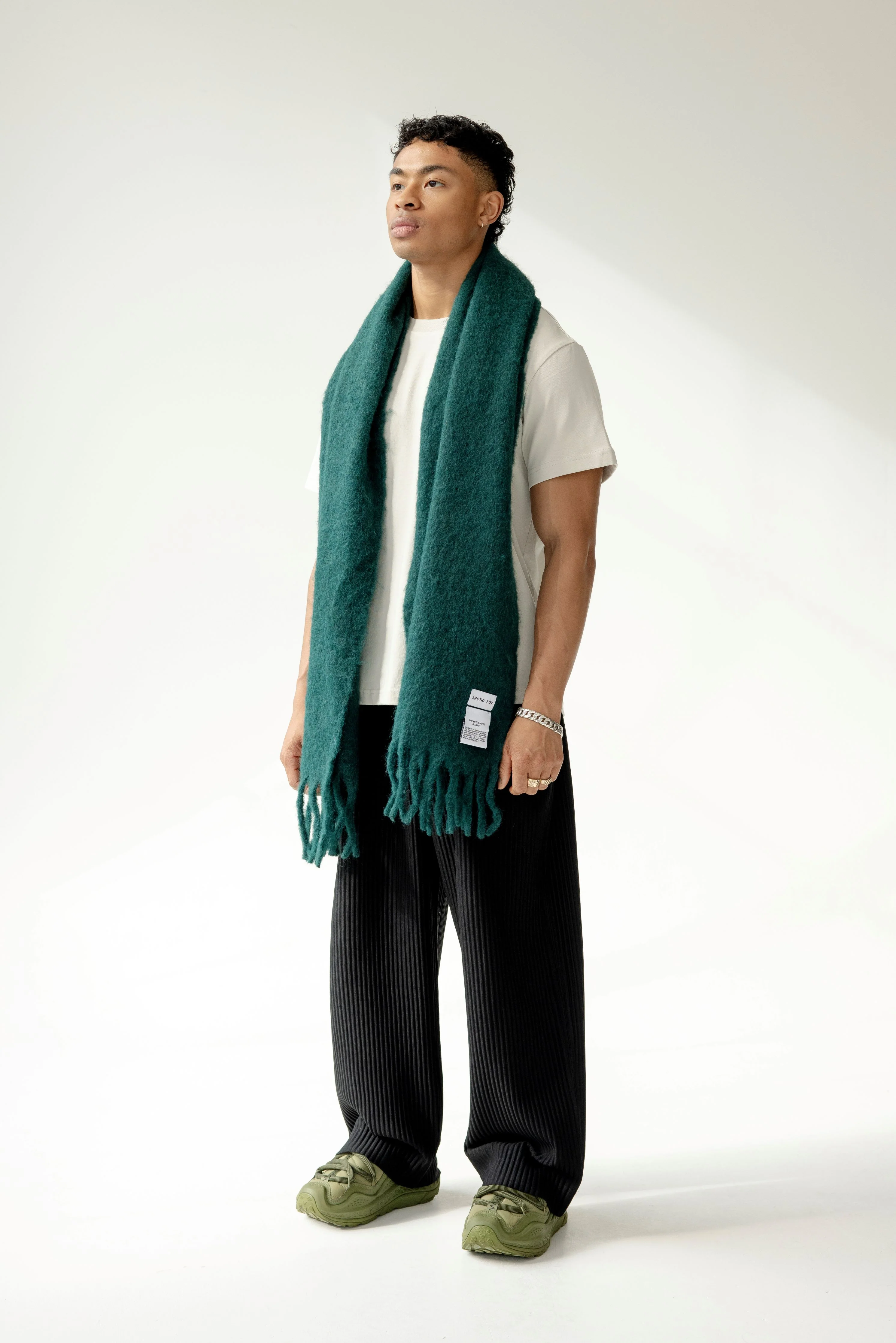 The Reykjavik Scarf with Wool - Dark Forest Green - Image 4
