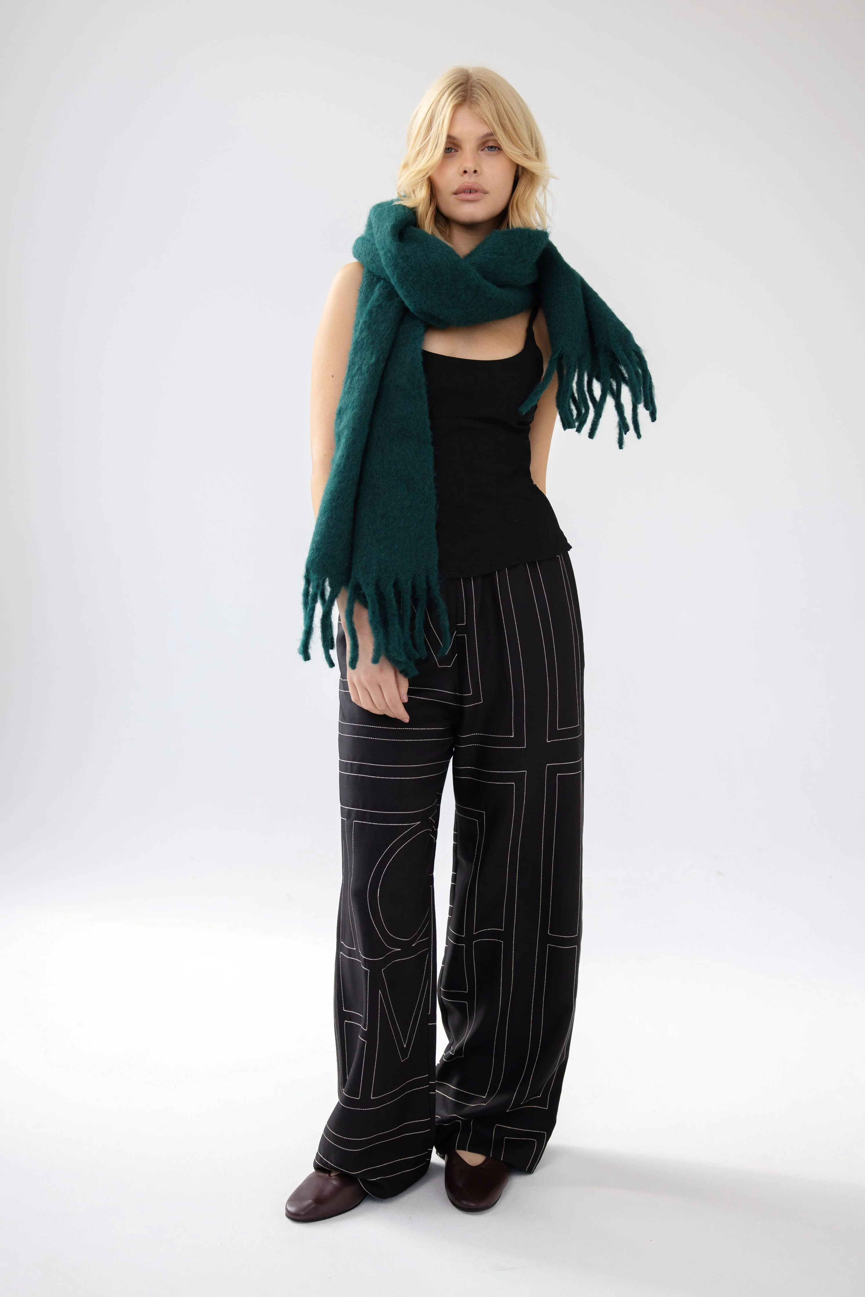 The Reykjavik Scarf with Wool - Dark Forest Green - Image 5