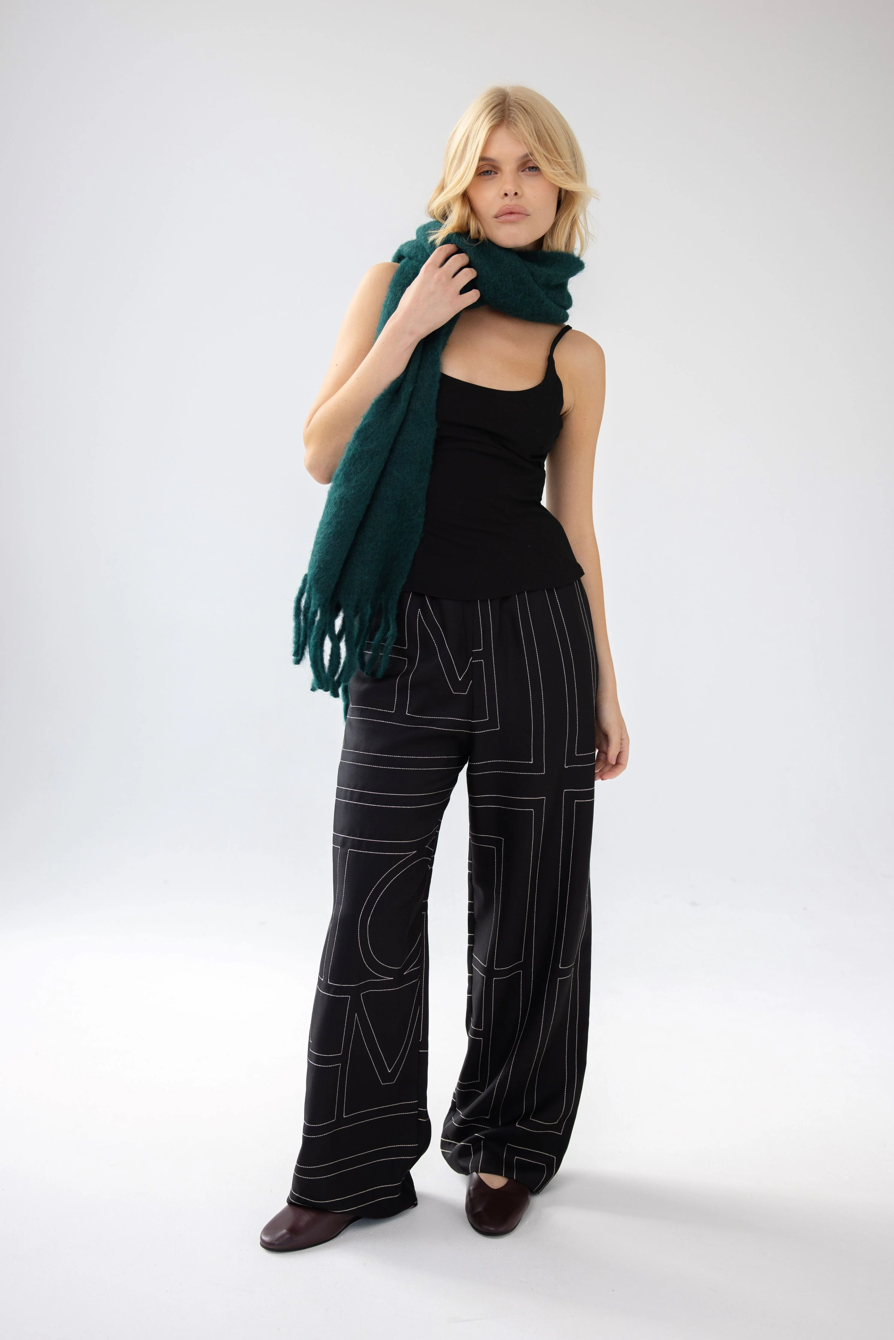 The Reykjavik Scarf with Wool - Dark Forest Green - Image 6