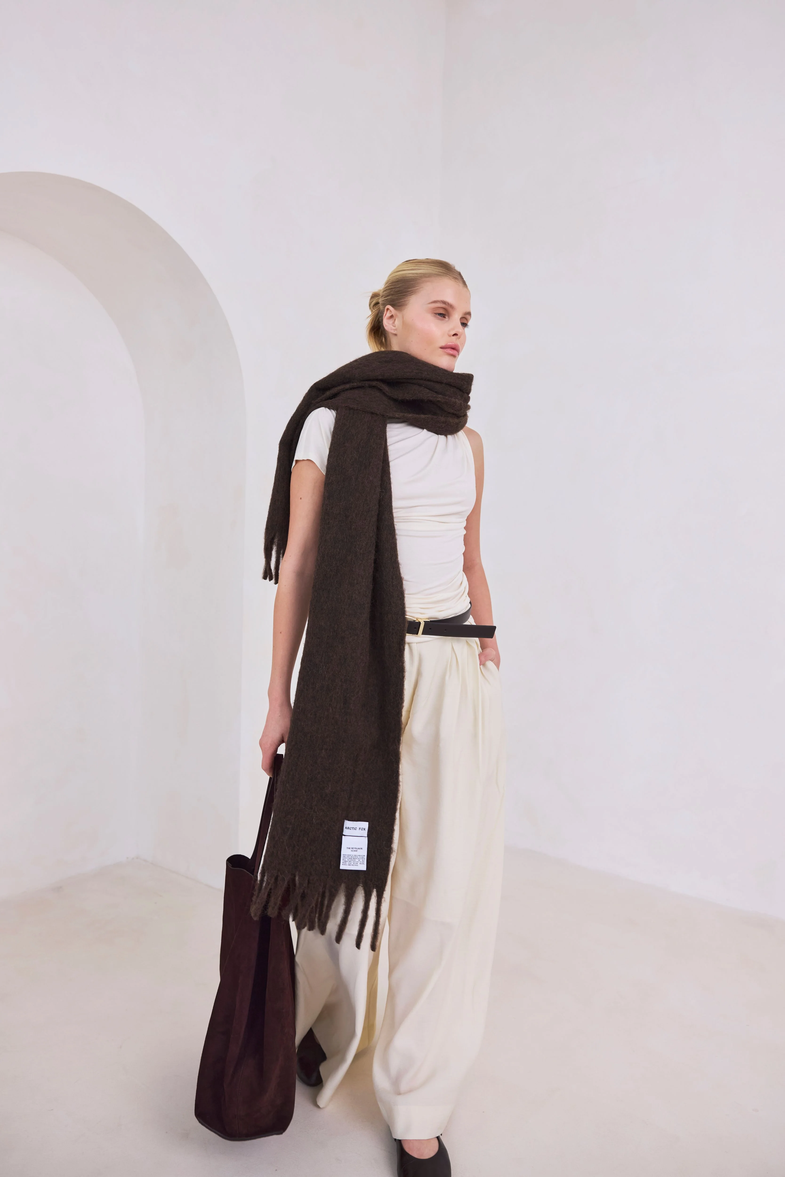 The Reykjavik Scarf with Wool - Dark Chocolate Brown - Image 5