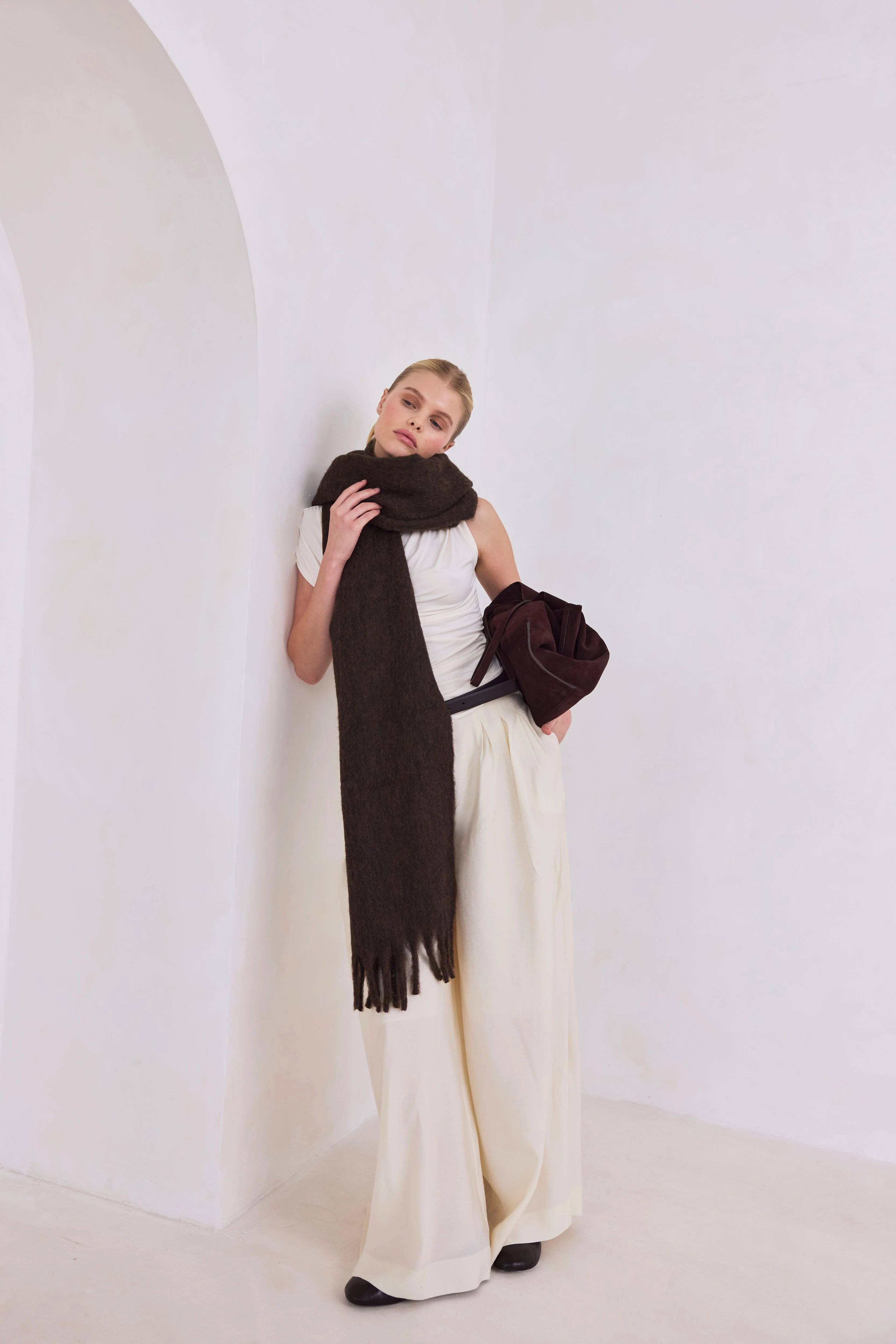 The Reykjavik Scarf with Wool - Dark Chocolate Brown - Image 6
