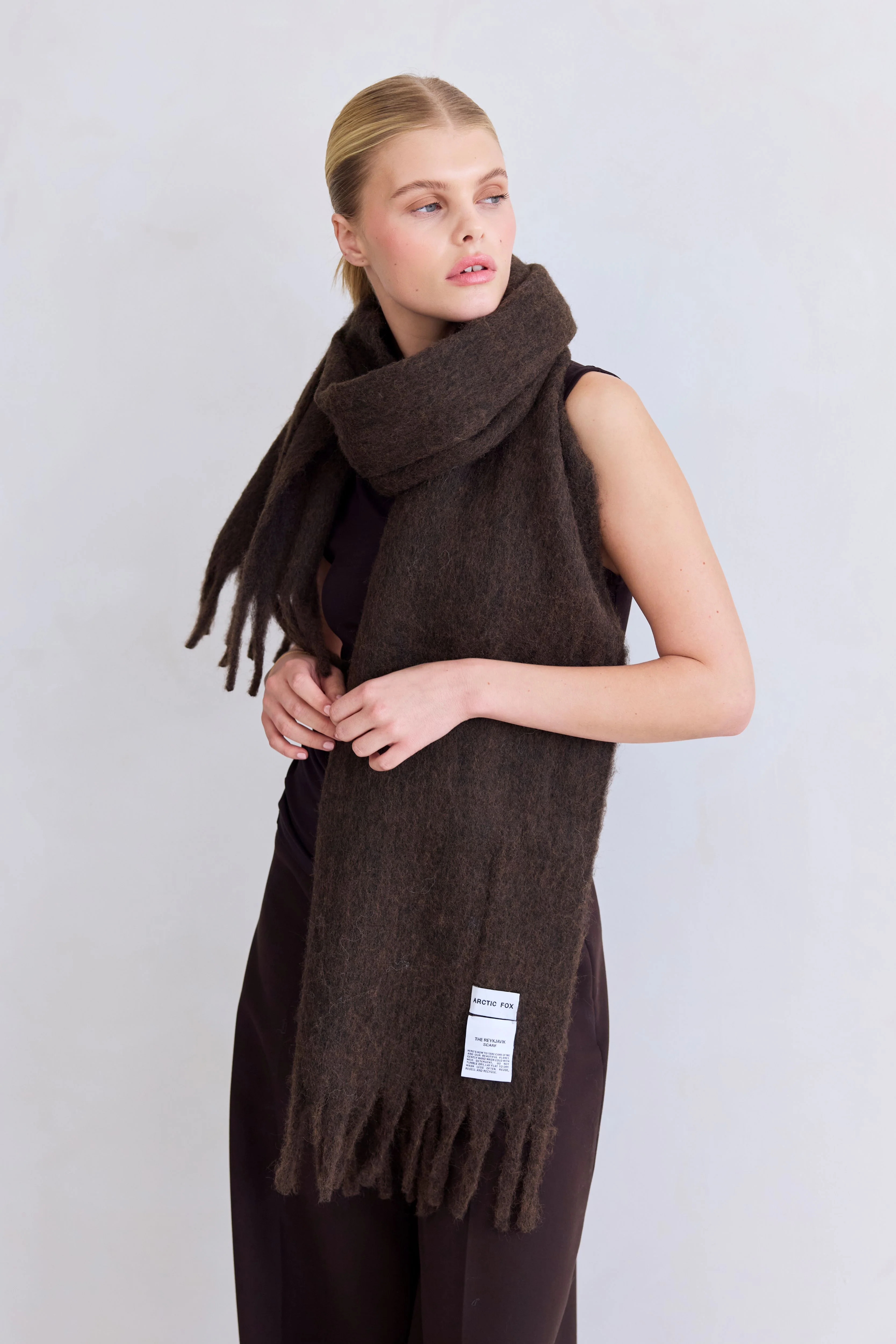 The Reykjavik Scarf with Wool - Dark Chocolate Brown - Image 7