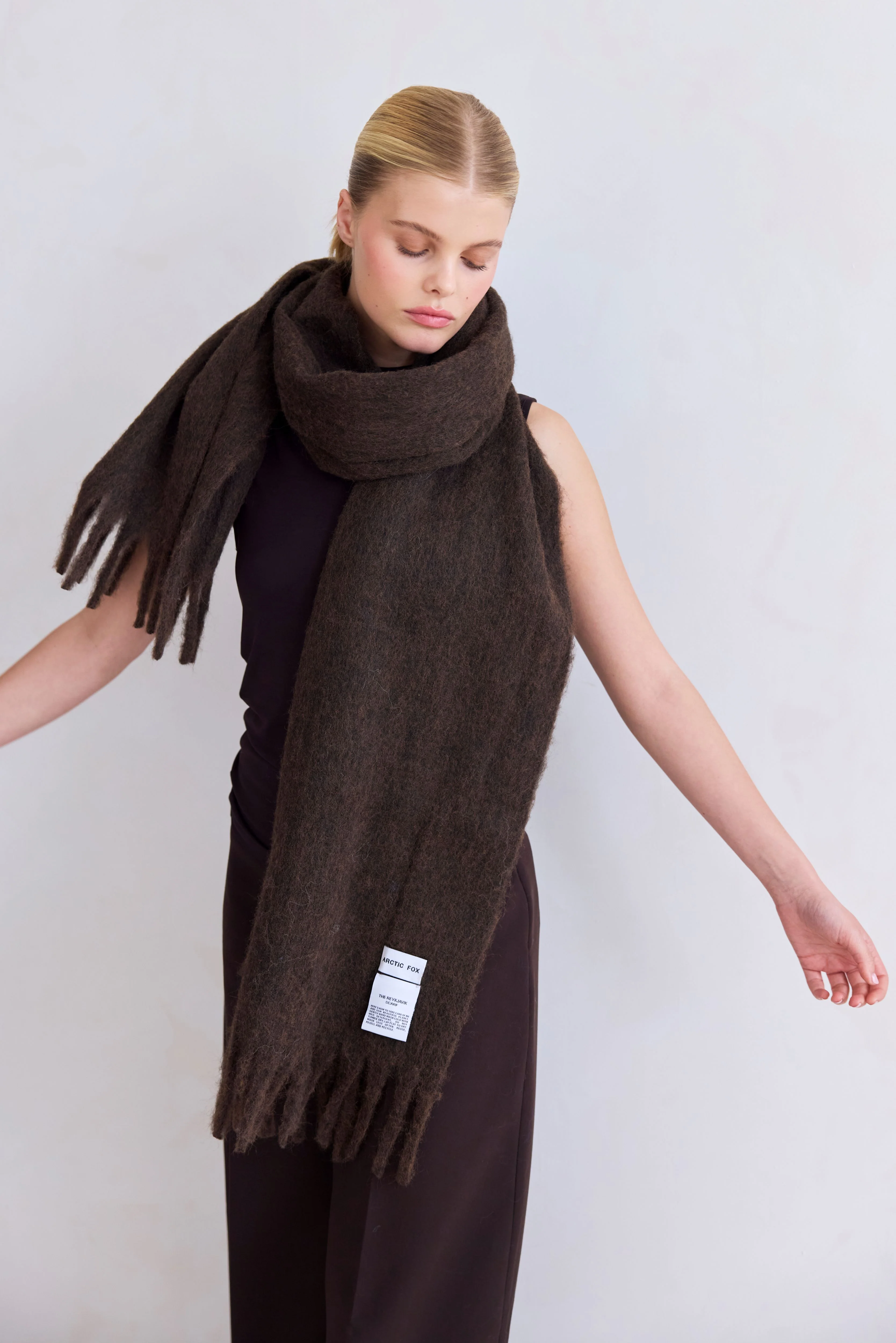 The Reykjavik Scarf with Wool - Dark Chocolate Brown - Image 8